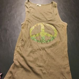 Rhinestone peace sign tank top